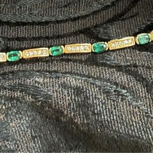 LOVELY FAUX EMERALD AND DIAMOND BRACELET